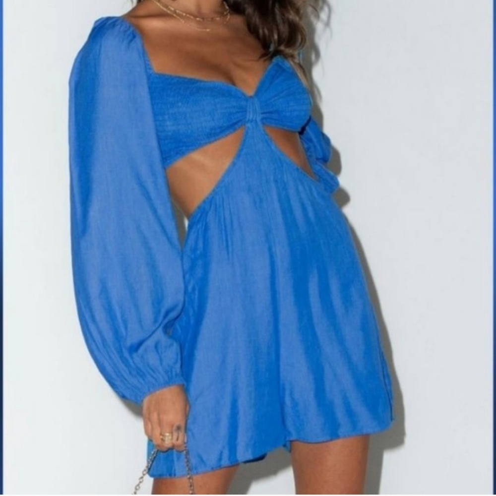 Princess Polly Blue Cutout Long Sleeve Romper